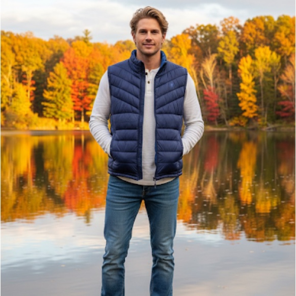 Izod Men's Navy Blue Puffer Vest Size XL
